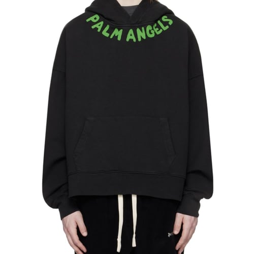 PALM ANGELS Black Printed Hoodie