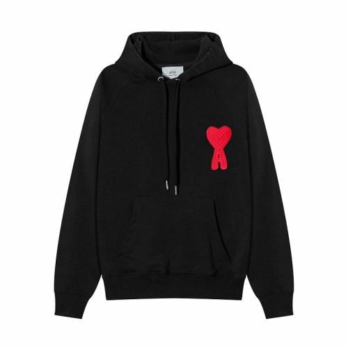 AMI Paris Red Heart Logo Hoodie