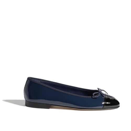 Chanel Ballerinas Patent Calfskin Navy Blue & Blac...