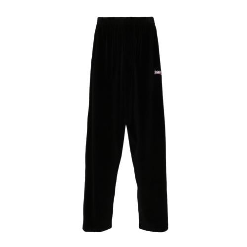 Balenciaga logo-embroidered velour track pants