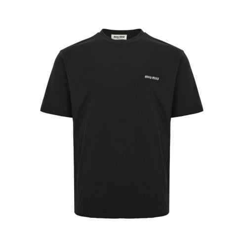 Miu Miu Ribbed Jersey T-Shirt Black