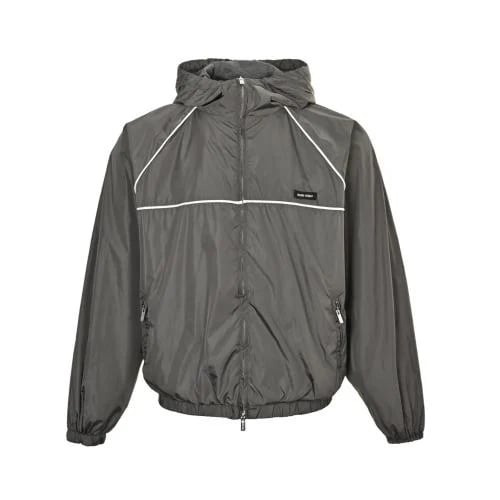 Miu Miu Technical Silk Zipper Blouson Jacket Grey