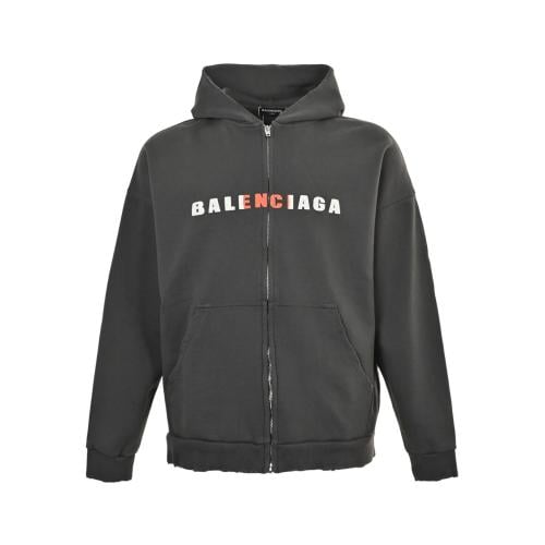Balenciaga International Zip-Up Hoodie Dark Grey