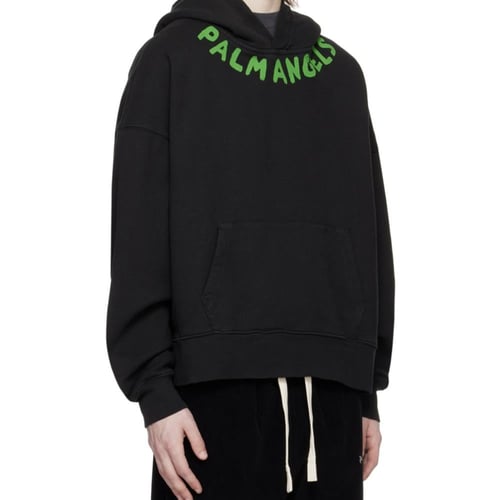 PALM ANGELS Black Printed Hoodie