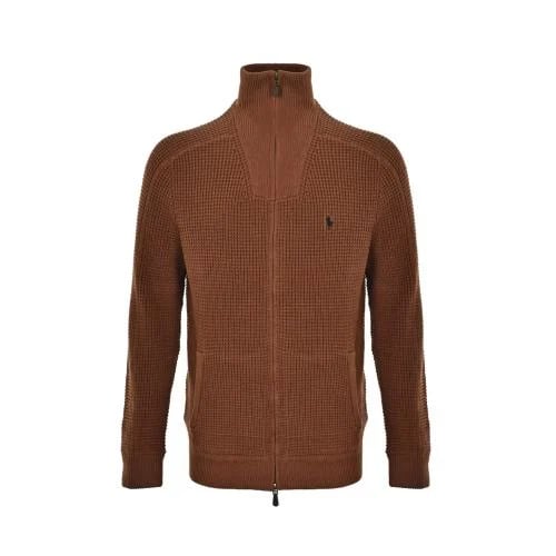 Polo Ralph Lauren Ribbed Full-Zip Sweater Camel Brown