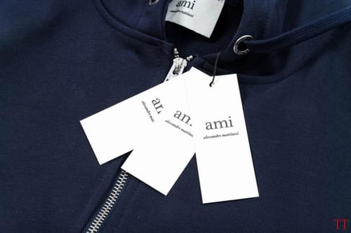 AMI Paris Zip-Up Heart Logo Hoodie