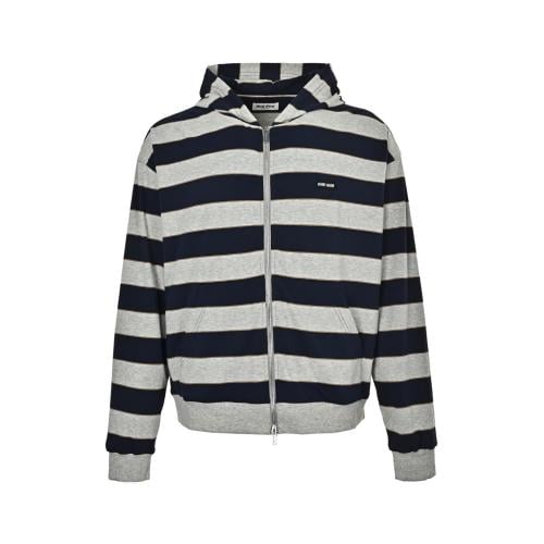 Miu Miu Striped Jersey Hoodie Blue / Grey