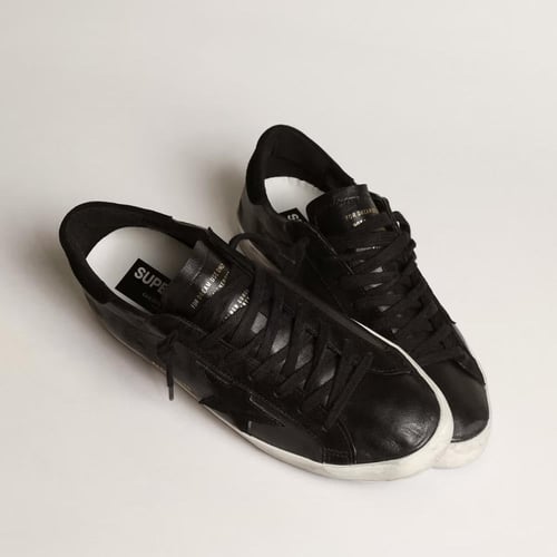 Men's Super-Star in black nappa with black suede s...