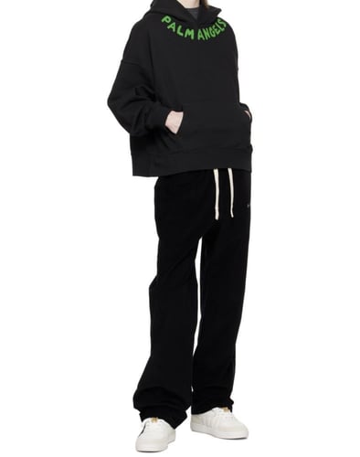 PALM ANGELS Black Printed Hoodie