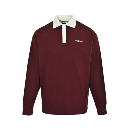 Miu Miu Cotton Piqué Polo Shirt Burgundy