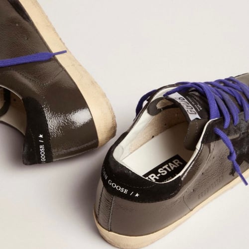 Super-Star sneakers in gray patent leather with bl...