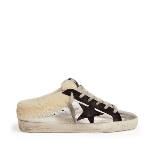 Women's Super-Star Sabot in silver laminated leath...