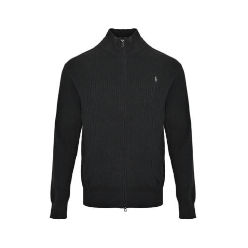 Polo Ralph Lauren Cable-Knit Cotton Full-Zip Sweater Black