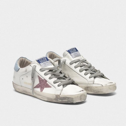 Superstar sneakers in leather with glittery star b...