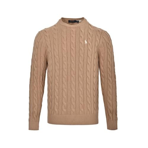 Polo Ralph Lauren Cable-Knit Wool Cashmere Sweater Camel Brown