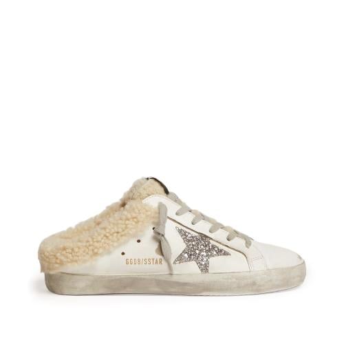 Women's Super-Star Sabot in white leather and shea...