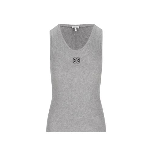 LOEWE Logo-Embroidered Ribbed Stretch-Cotton Tank...