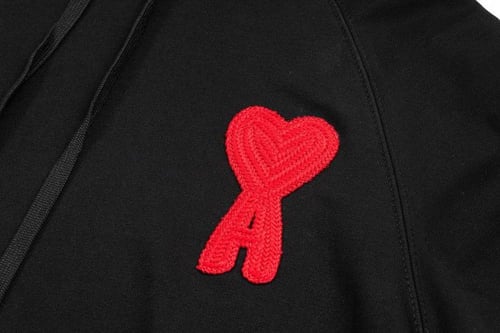 AMI Paris Red Heart Logo Hoodie
