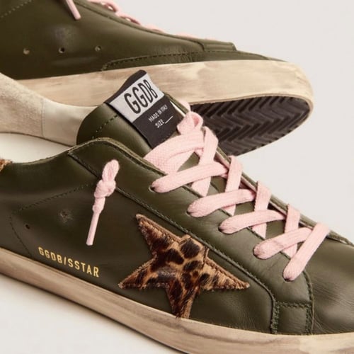 Golden Goose Super-Star sneakers in dark green lea...