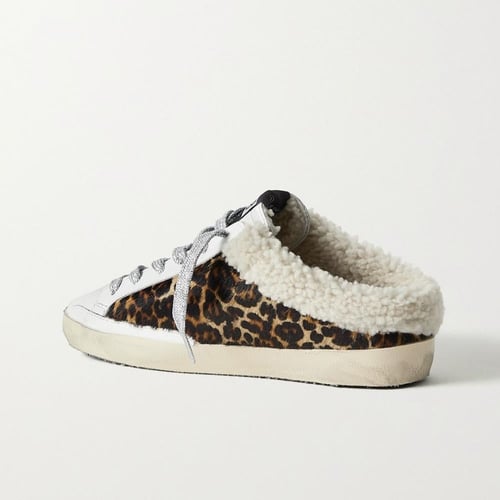 GOLDEN GOOSE Superstar Sabot shearling-lined distr...