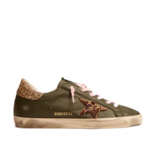 Golden Goose Super-Star sneakers in dark green lea...
