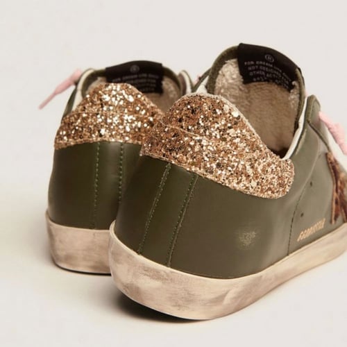 Golden Goose Super-Star sneakers in dark green lea...