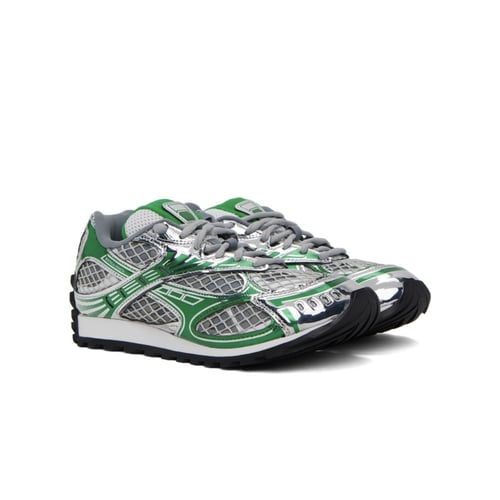 BOTTEGA VENETA Silver & Green Orbit Sneakers
