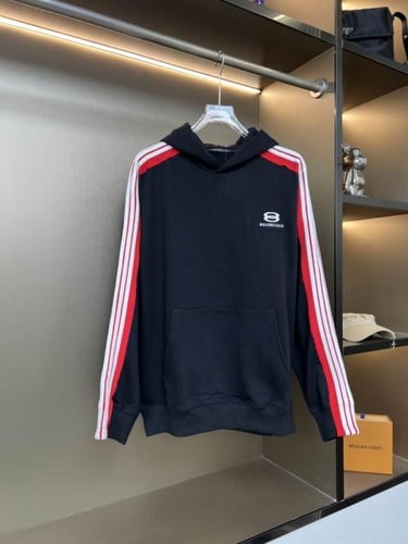 ‏Balenciaga Striped Sleeve Hoodie