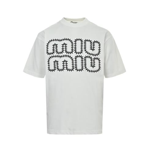 Miu Miu Cotton Crew Neck T-Shirt White