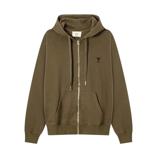 AMI Paris Zip-Up Heart Logo Hoodie