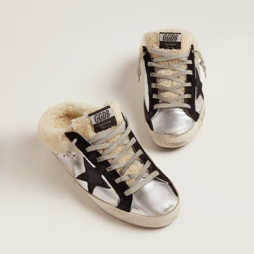 Women's Super-Star Sabot in silver laminated leath...