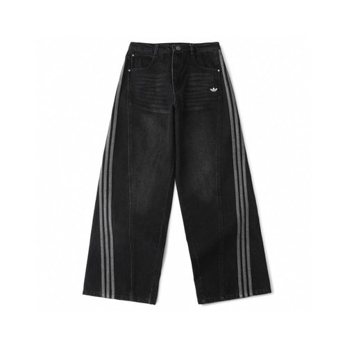Adidas Wide Leg Track Pants with Classic Side Stri...