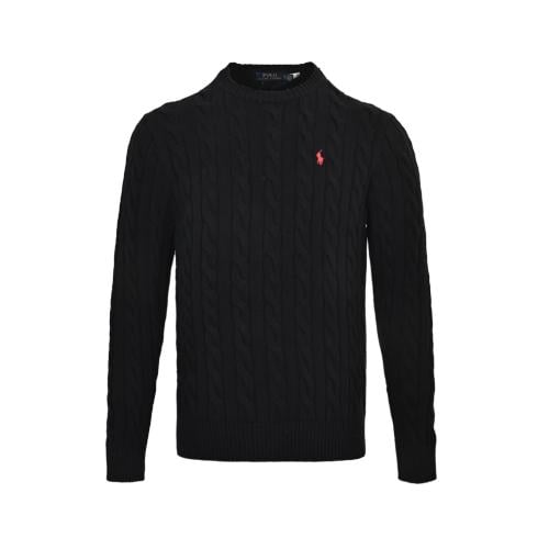 Polo Ralph Lauren Cable-Knit Wool Cashmere Sweater Black / Red Pony