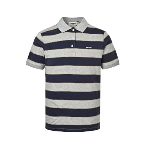 Miu Miu Striped Jersey Polo Shirt Blue / Grey
