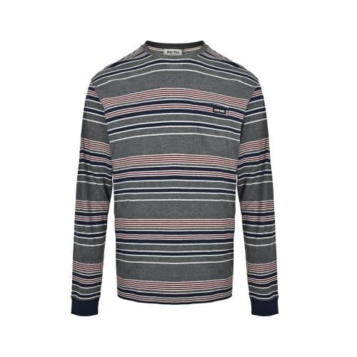 Miu Miu Striped Jersey Polo Shirt Blue / Grey