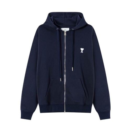 AMI Paris Zip-Up Heart Logo Hoodie