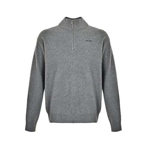 Miu Miu Long-Sleeved Cotton Jersey T-Shirt Grey