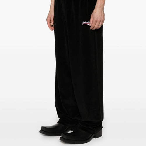 Balenciaga logo-embroidered velour track pants