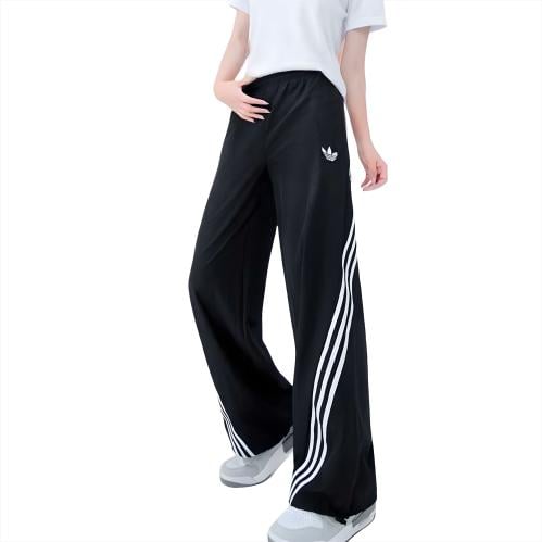 Adidas Wide Leg Track Pants with Classic Side Stri...