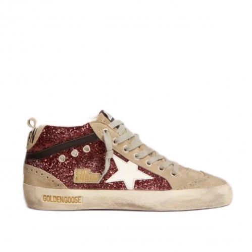 Mid Star sneakers in burgundy glitter with dove-gr...