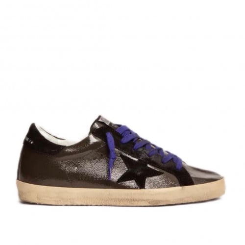 Super-Star sneakers in gray patent leather with bl...