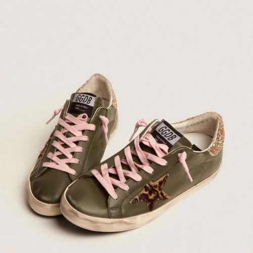 Golden Goose Super-Star sneakers in dark green lea...
