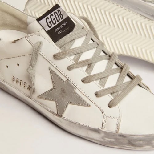 Super-Star sneakers with silver sparkle foxing and...