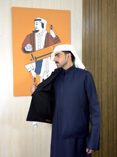 طقم فاخر سديري وقماش وزن 400 لون كحلي