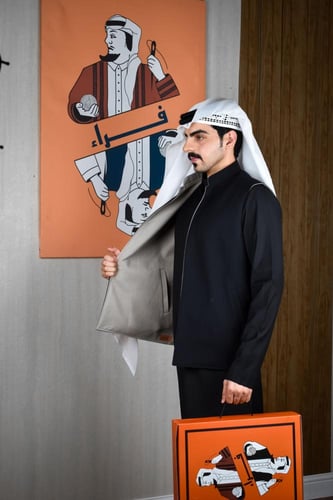 سديري لون ترابي مع اسود دبل فيس