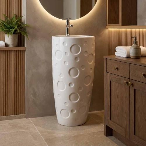 مغسلة بورسلان برميل ابيض مودرن