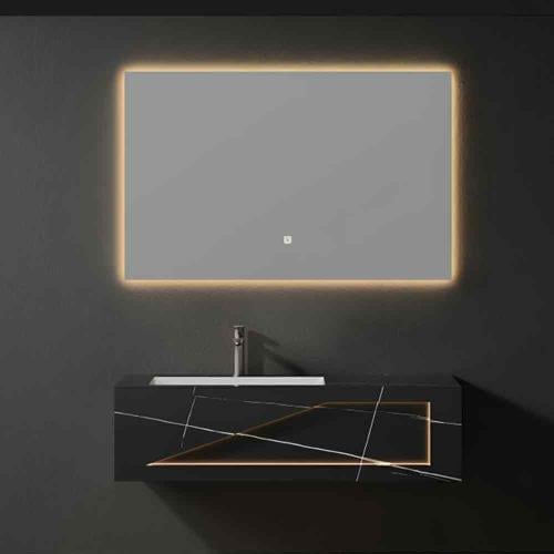 مغسلة رخام لامع مودرن اسود حوض باضاءة - مقاسات متع...