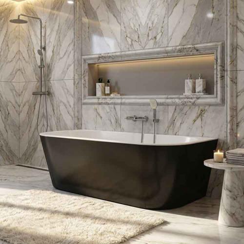 بانيو بتصميم مودرن نصف القمر اسود مقاس 170 × 75