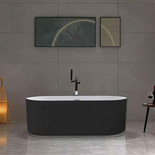 بانيو مودرن فاخر بتصميم بيضاوي مخطط لون اسود مطفي...