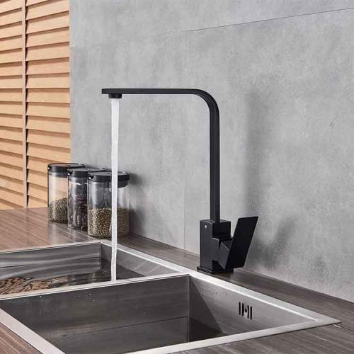 خلاط مجلى مطبخ اسود مطفي تصميم مودرن مربع